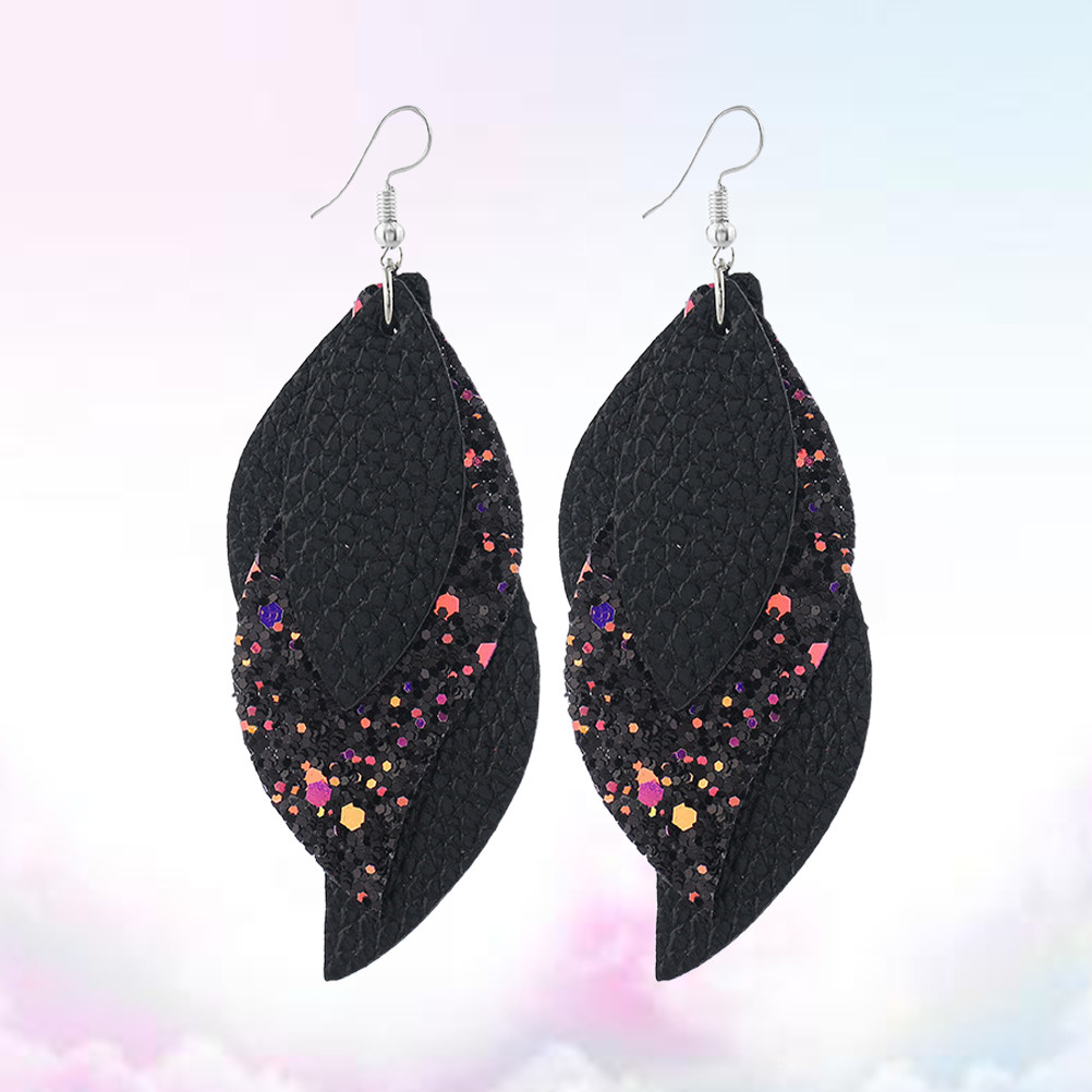 Leather Work Outfit - 1Pair Bright Sequin Ear Drops Women