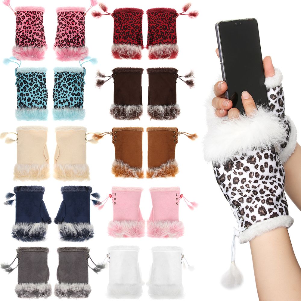 1 Pair New Fashion Faux Rabbit - Leather Work Winter Gloves review and price