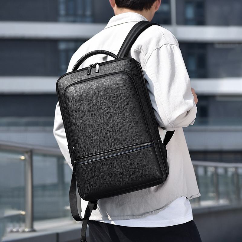 PU Leather Men's Backpack USB  - Leather Work Backpack review and price