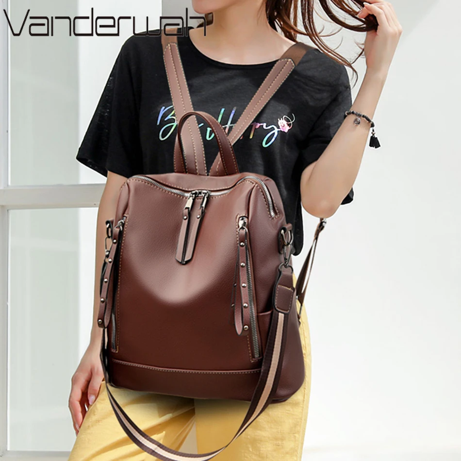 Brand Luxury Backpacks Soft Le - Leather Work Backpack review and price