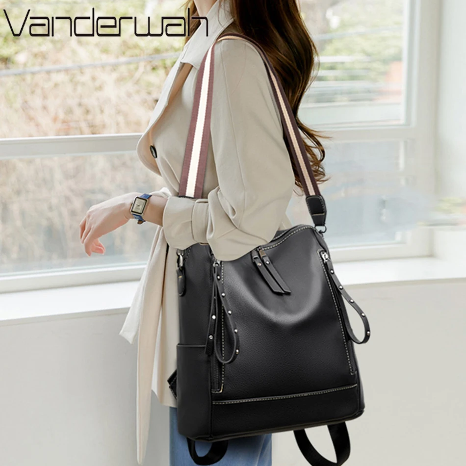 Brand Luxury Backpacks Soft Le - Leather Work Backpack review and price
